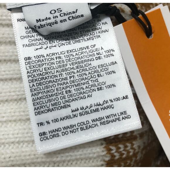 Timberland OS Brown White Buffalo Plaid 100% Acrylic Scarf NWT - Picture 6 of 6